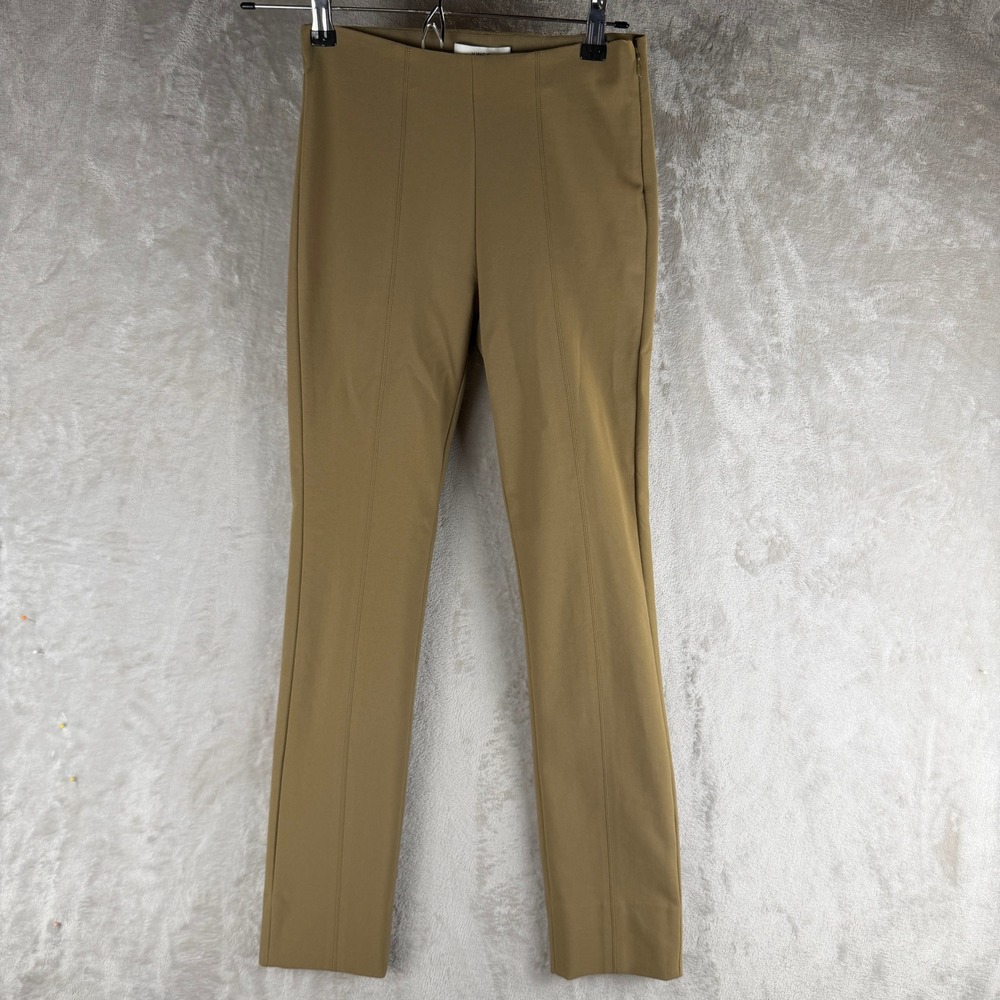 Vince Womens Camel Tan Pintuck Slim Fit Side Zip Trousers Pants Size XS